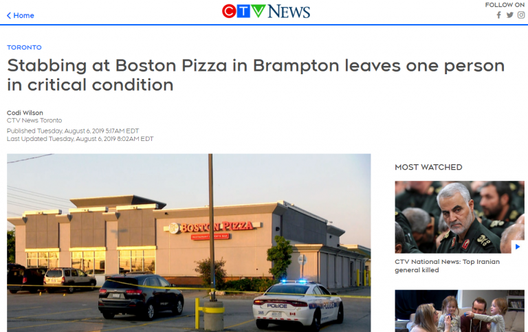 Boston PIZZA STABBING